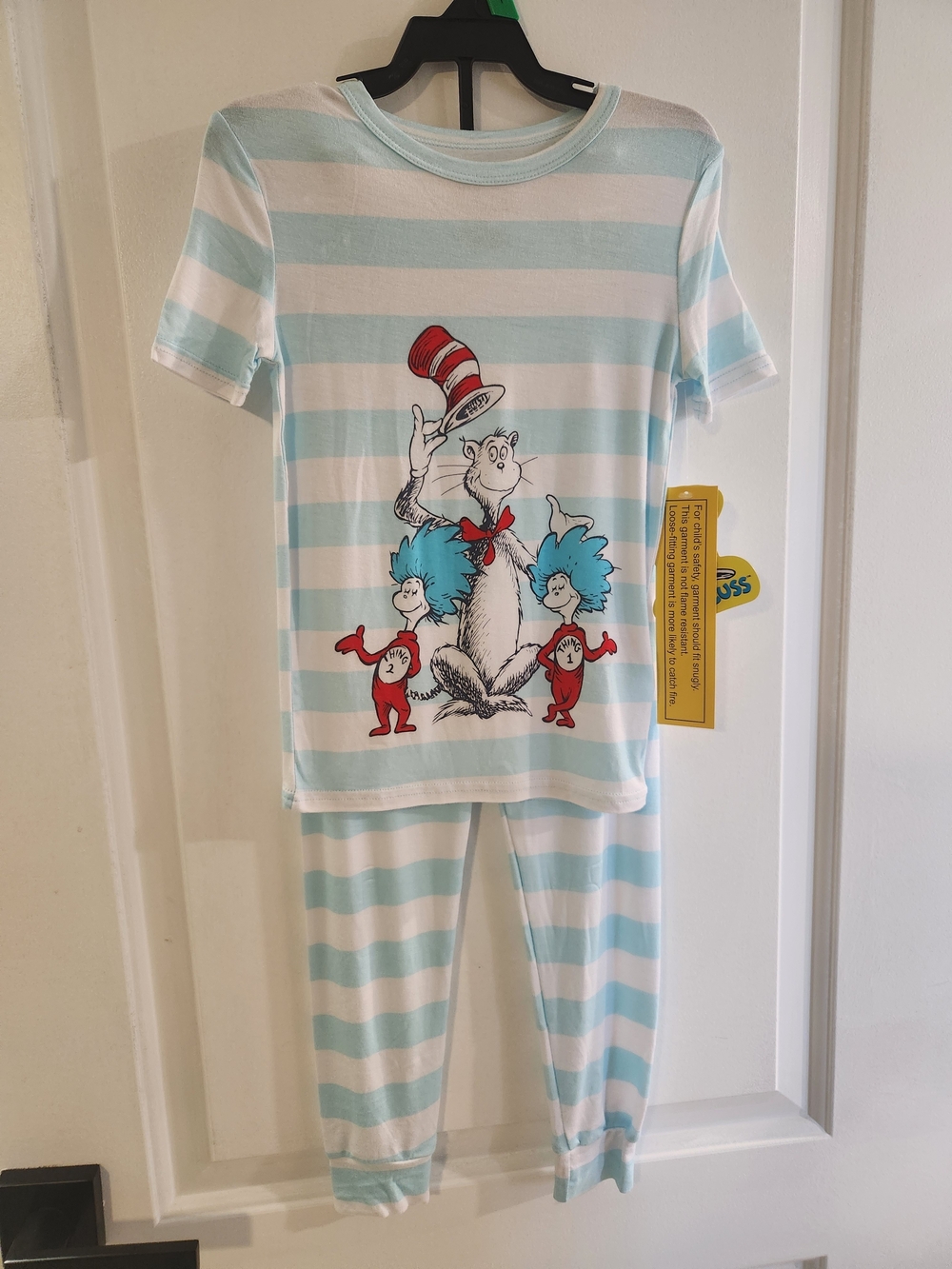 Dr. Seuss Cat in the Hat & Thing 1 & 2 Pajama Set | Size 5T | Light Blue Stripe